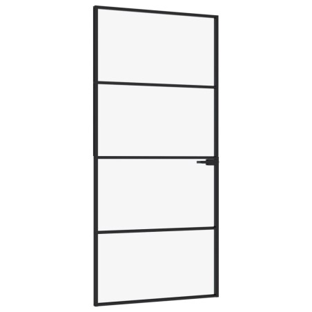 vidaXL Puerta de interior vidrio templado y aluminio negro 93x201,5 cm