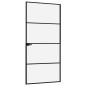 vidaXL Puerta de interior vidrio templado y aluminio negro 93x201,5 cm