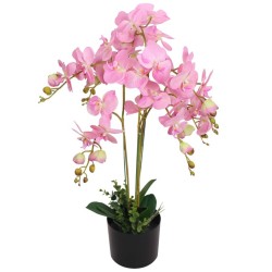 vidaXL Planta de orquídea artificial con macetero rosa 75 cm