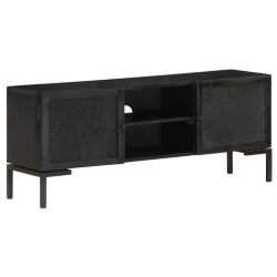 vidaXL Mueble para TV de madera maciza de mango negro 115x30x46 cm