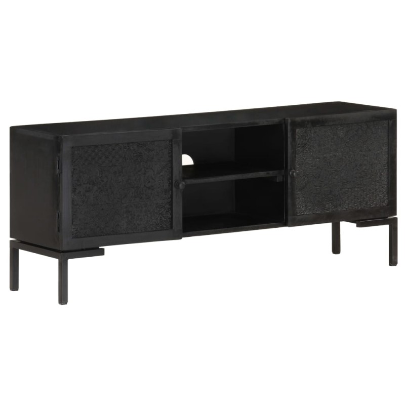 vidaXL Mueble para TV de madera maciza de mango negro 115x30x46 cm