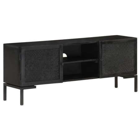 vidaXL Mueble para TV de madera maciza de mango negro 115x30x46 cm
