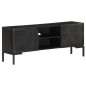 vidaXL Mueble para TV de madera maciza de mango negro 115x30x46 cm
