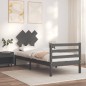 vidaXL Estructura de cama con cabecero madera maciza gris 90x200 cm
