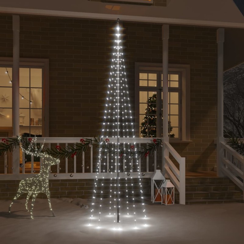 vidaXL Árbol de Navidad en asta de bandera 310 LED blanco frío 300 cm vidaXL Árbol de Navidad en asta de bandera 310 LED blanco frío 300 cm