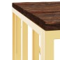 vidaXL Mesa de centro acero inoxidable madera maciza reciclada dorada vidaXL Mesa de centro acero inoxidable madera maciza reciclada dorada
