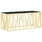 vidaXL Mesa de centro de acero inoxidable y vidrio dorada 110x45x45 cm vidaXL Mesa de centro de acero inoxidable y vidrio dorada 110x45x45 cm