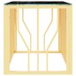 vidaXL Mesa de centro de acero inoxidable y vidrio dorada 110x45x45 cm vidaXL Mesa de centro de acero inoxidable y vidrio dorada 110x45x45 cm