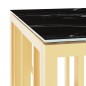 vidaXL Mesa de centro de acero inoxidable y vidrio dorada 110x45x45 cm vidaXL Mesa de centro de acero inoxidable y vidrio dorada 110x45x45 cm