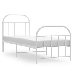 vidaXL Estructura cama metal con cabecero y pie cama blanca 75x190 cm