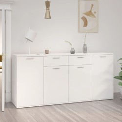 vidaXL Aparador de madera de ingeniería blanco brillo 160x36x75 cm