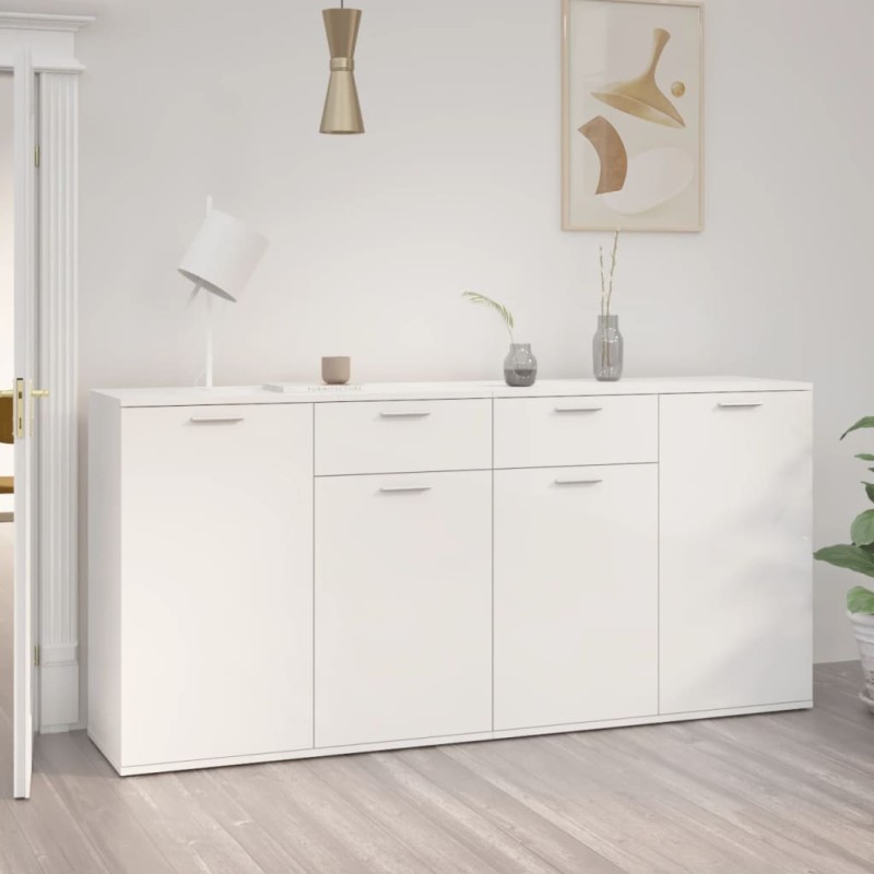 vidaXL Aparador de madera de ingeniería blanco brillo 160x36x75 cm vidaXL Aparador de madera de ingeniería blanco brillo 160x36x75 cm
