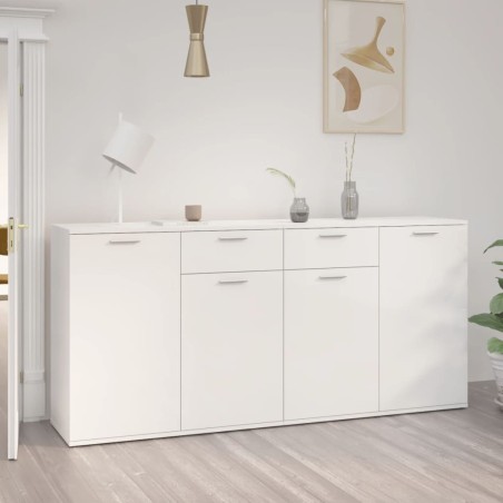 vidaXL Aparador de madera de ingeniería blanco brillo 160x36x75 cm