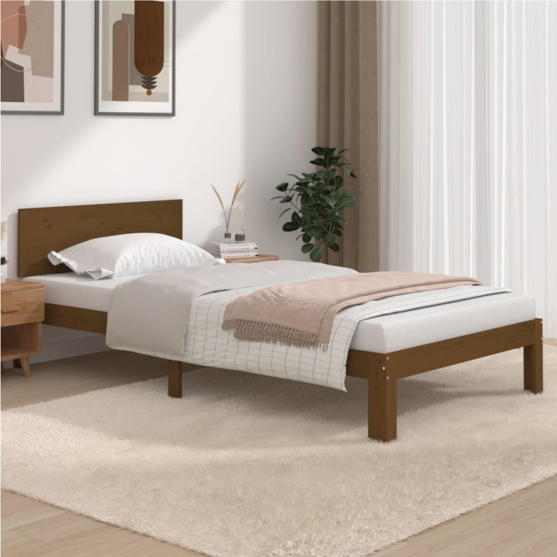 vidaXL Estructura de cama madera maciza de pino marrón miel 100x200 cm vidaXL Estructura de cama madera maciza de pino marrón miel 100x200 cm