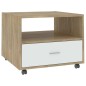 vidaXL Mesa de centro madera contrachapada blanco y roble 55x55x40 cm vidaXL Mesa de centro madera contrachapada blanco y roble 55x55x40 cm