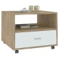 vidaXL Mesa de centro madera contrachapada blanco y roble 55x55x40 cm vidaXL Mesa de centro madera contrachapada blanco y roble 55x55x40 cm