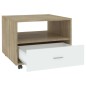 vidaXL Mesa de centro madera contrachapada blanco y roble 55x55x40 cm vidaXL Mesa de centro madera contrachapada blanco y roble 55x55x40 cm