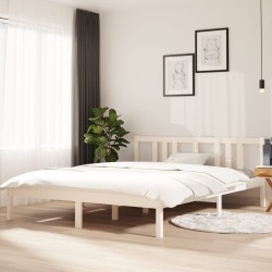 vidaXL Estructura de cama madera maciza blanco tamaño king 150x200 cm