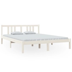 vidaXL Estructura de cama madera maciza blanco tamaño king 150x200 cm