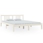vidaXL Estructura de cama madera maciza blanco tamaño king 150x200 cm vidaXL Estructura de cama madera maciza blanco tamaño king 150x200 cm