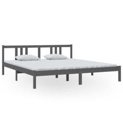 vidaXL Estructura de cama madera maciza gris Super King 180x200 cm