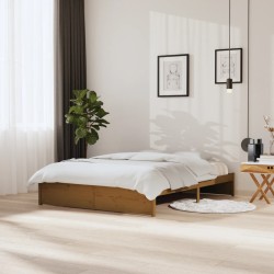 vidaXL Estructura cama king size madera maciza marrón miel 150x200 cm
