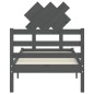 vidaXL Estructura de cama con cabecero madera maciza gris 90x200 cm
