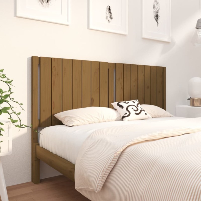 vidaXL Cabecero de cama madera maciza pino marrón miel 155,5x4x100 cm vidaXL Cabecero de cama madera maciza pino marrón miel 155,5x4x100 cm