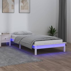 vidaXL Estructura de cama con LED madera maciza blanca 90x190 cm