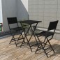 vidaXL Mesa y sillas de jardín plegables 3 pzs acero poli ratán negro vidaXL Mesa y sillas de jardín plegables 3 pzs acero poli ratán negro