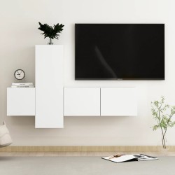 vidaXL Set de muebles de salón TV 3 piezas madera de ingeniería blanco