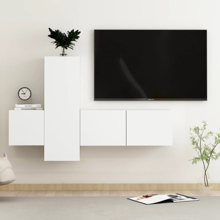 vidaXL Set de muebles de salón TV 3 piezas madera de ingeniería blanco