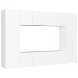 vidaXL Set de muebles de salón TV 8 piezas madera de ingeniería blanco