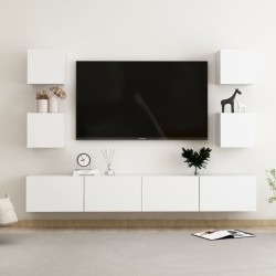 vidaXL Set de muebles de salón TV 6 piezas madera de ingeniería blanco