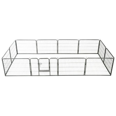 vidaXL Corral para perros 12 paneles de acero 80x60 cm negro 