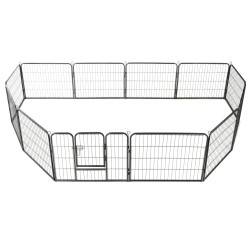 vidaXL Corral para perros 12 paneles de acero 80x60 cm negro 