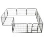 vidaXL Corral para perros 12 paneles de acero 80x60 cm negro 