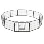 vidaXL Corral para perros 12 paneles de acero 80x60 cm negro 