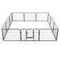 vidaXL Corral para perros 12 paneles de acero 80x60 cm negro 