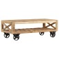 vidaXL Mesa de centro con ruedas madera maciza de mango 110x50x37 cm vidaXL Mesa de centro con ruedas madera maciza de mango 110x50x37 cm