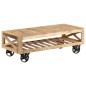 vidaXL Mesa de centro con ruedas madera maciza de mango 110x50x37 cm vidaXL Mesa de centro con ruedas madera maciza de mango 110x50x37 cm