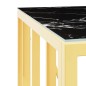 vidaXL Mesa de centro de acero inoxidable y vidrio dorada 50x50x50 cm