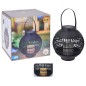 ProGarden Farol solar LED con vela ratán negro ProGarden Farol solar LED con vela ratán negro