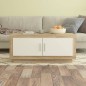 vidaXL Mesa de centro madera contrachapada blanco y roble 102x50x45 cm vidaXL Mesa de centro madera contrachapada blanco y roble 102x50x45 cm