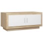 vidaXL Mesa de centro madera contrachapada blanco y roble 102x50x45 cm vidaXL Mesa de centro madera contrachapada blanco y roble 102x50x45 cm