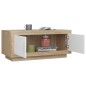 vidaXL Mesa de centro madera contrachapada blanco y roble 102x50x45 cm vidaXL Mesa de centro madera contrachapada blanco y roble 102x50x45 cm