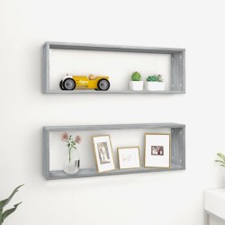 vidaXL Estante cúbico de pared 2 uds madera gris Sonoma 80x15x26,5cm