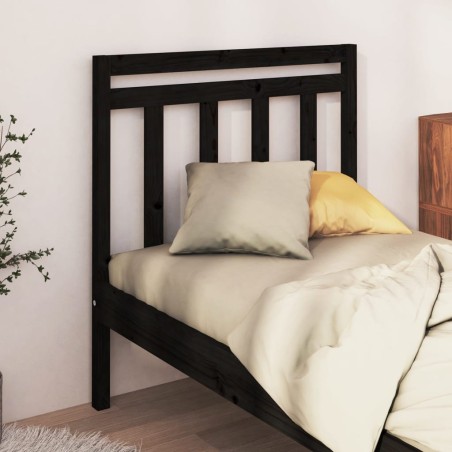 vidaXL Cabecero de cama madera maciza de pino negro 81x4x100 cm