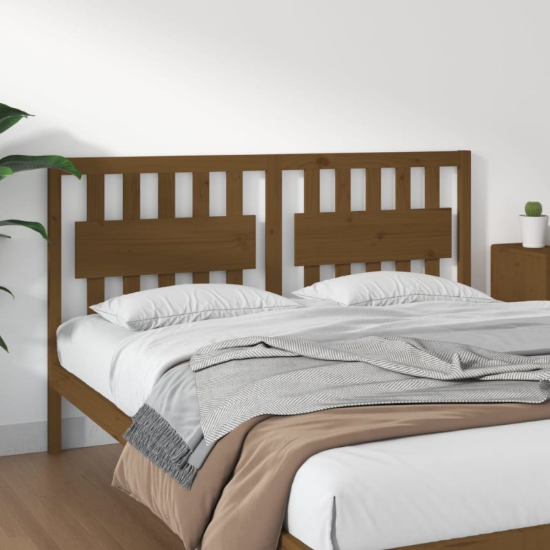 vidaXL Cabecero de cama madera maciza pino marrón miel 165,5x4x100 cm vidaXL Cabecero de cama madera maciza pino marrón miel 165,5x4x100 cm