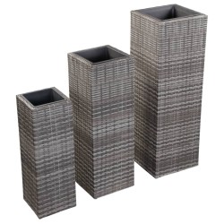 vidaXL Conjunto de arriates 3 piezas ratán sintético gris
